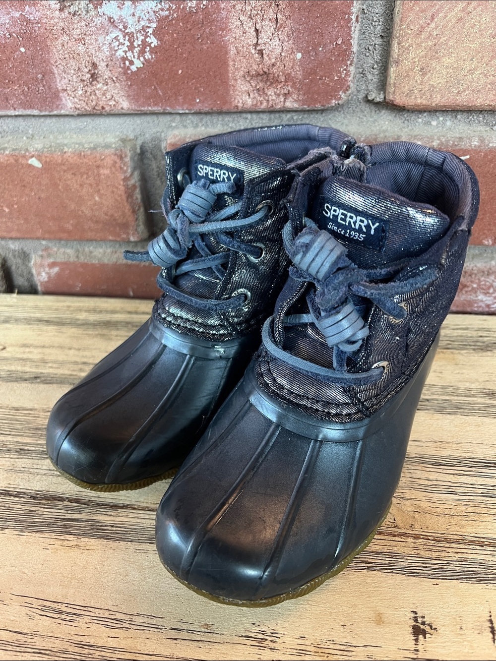 Sperry Saltwater Boot Navy Duck Boots Sparkly